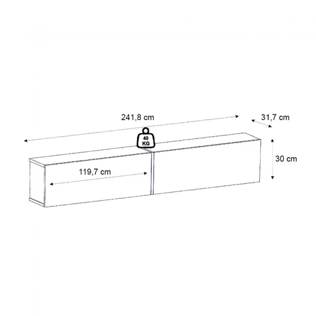 Έπιπλο τηλεόρασης επιτοίχιο Espanse Megapap χρώμα sandstone 241,8x31,7x30εκ.