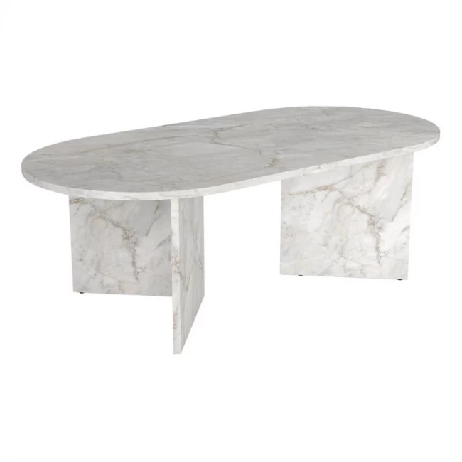 Τραπεζάκι σαλονιού Cortado Megapap χρώμα λευκό εφέ μαρμάρου 120x60x39,6εκ.