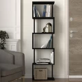 Βιβλιοθήκη Alvina Megapap χρώμα μαύρο 45x19,6x158,8εκ.