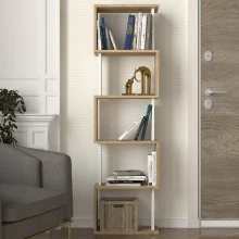 Βιβλιοθήκη Alvina Megapap χρώμα sapphire oak - λευκό 45x19,6x158,8εκ.