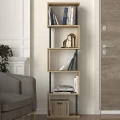 Βιβλιοθήκη Alvina Megapap χρώμα sapphire oak - ανθρακί 45x19,6x158,8εκ.