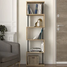 Βιβλιοθήκη Alvina Megapap χρώμα sapphire oak - ανθρακί 45x19,6x158,8εκ.
