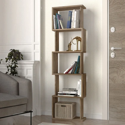 Βιβλιοθήκη Alvina Megapap χρώμα καρυδί 45x19,6x158,8εκ.
