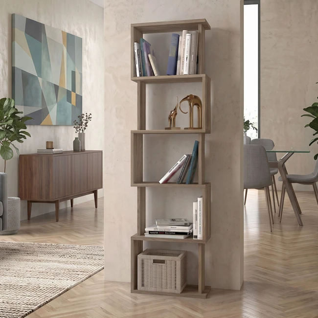 Βιβλιοθήκη Alvina Megapap χρώμα καρυδί 45x19,6x158,8εκ.