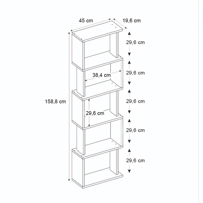 Βιβλιοθήκη Alvina Megapap χρώμα καρυδί 45x19,6x158,8εκ.