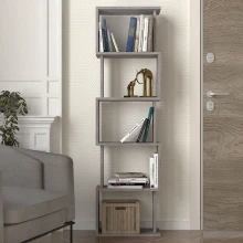 Βιβλιοθήκη Alvina Megapap χρώμα γκρι σκυροδέματος 45x19,6x158,8εκ.