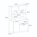 Έπιπλο κουζίνας Tuco 2 Megapap χρώμα sapphire oak 90x40x180εκ.
