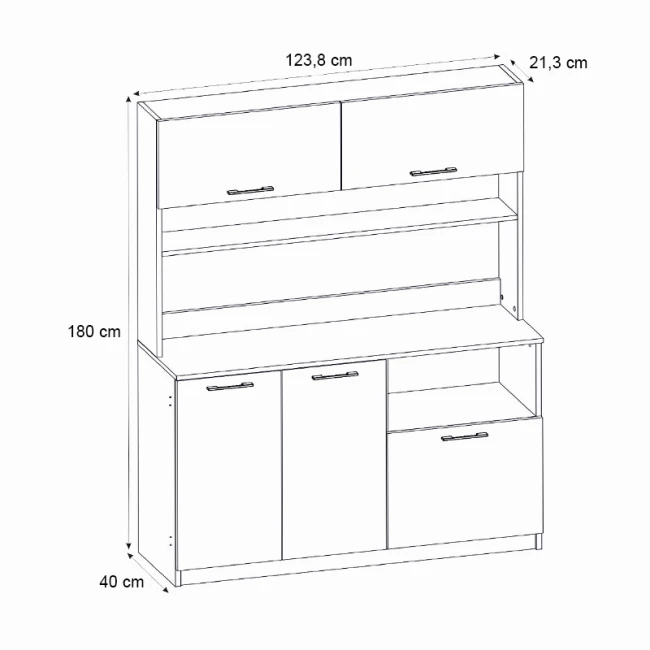 Έπιπλο κουζίνας Tuco 3 Megapap χρώμα sapphire oak 123,8x40x180εκ.