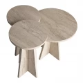 Τραπεζάκι βοηθητικό σετ 3 τμχ Podel Megapap χρώμα travertine Ø29,6x52,1εκ.