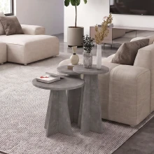 Τραπεζάκι βοηθητικό σετ 3 τμχ Podel Megapap χρώμα γκρι σκυροδέματος Ø29,6x52,1εκ.