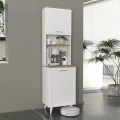 Έπιπλο κουζίνας Potter 1 Megapap χρώμα λευκό - rota oak 53,4x39,6x196,1εκ.