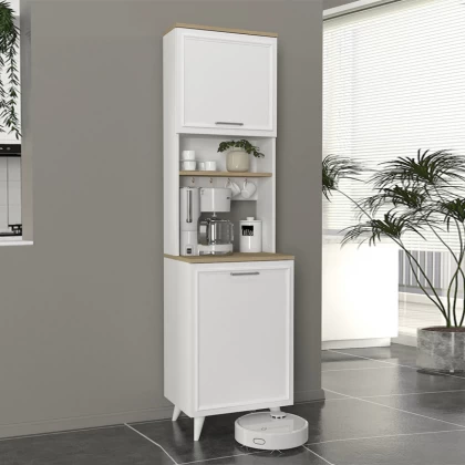 Έπιπλο κουζίνας Potter 1 Megapap χρώμα λευκό - rota oak 53,4x39,6x196,1εκ. Έπιπλο κουζίνας Potter 1 Megapap χρώμα λευκό - rota oak 53,4x39,6x196,1εκ.