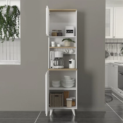 Έπιπλο κουζίνας Potter 1 Megapap χρώμα λευκό - rota oak 53,4x39,6x196,1εκ. Έπιπλο κουζίνας Potter 1 Megapap χρώμα λευκό - rota oak 53,4x39,6x196,1εκ.