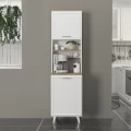 Έπιπλο κουζίνας Potter 1 Megapap χρώμα λευκό - rota oak 53,4x39,6x196,1εκ.
