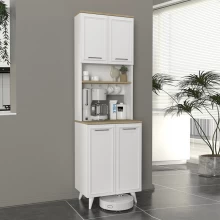 Έπιπλο κουζίνας Potter 2 Megapap χρώμα λευκό - rota oak 60x40x196,1εκ.