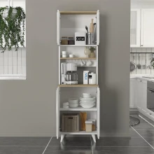 Έπιπλο κουζίνας Potter 2 Megapap χρώμα λευκό - rota oak 60x40x196,1εκ.
