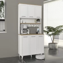 Έπιπλο κουζίνας Potter 3 Megapap χρώμα λευκό - rota oak 90x40x196,1εκ.