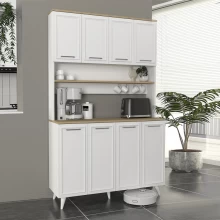 Έπιπλο κουζίνας Potter 4 Megapap χρώμα λευκό - rota oak 120x40x196,1εκ.