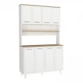 Έπιπλο κουζίνας Potter 4 Megapap χρώμα λευκό - rota oak 120x40x196,1εκ.