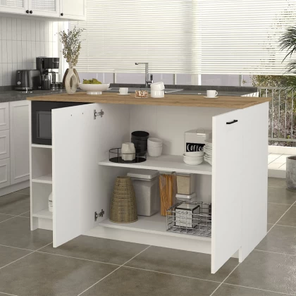 Τραπέζι - Πάγκος κουζίνας Peres Megapap χρώμα λευκό - sepet oak 150x70x91,8εκ. Τραπέζι - Πάγκος κουζίνας Peres Megapap χρώμα λευκό - sepet oak 150x70x91,8εκ.