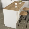 Τραπέζι - Πάγκος κουζίνας Peres Megapap χρώμα λευκό - sepet oak 150x70x91,8εκ.