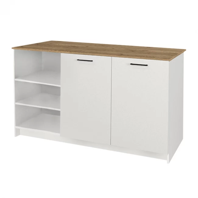 Τραπέζι - Πάγκος κουζίνας Peres Megapap χρώμα λευκό - sepet oak 150x70x91,8εκ.