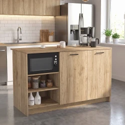 Τραπέζι - Πάγκος κουζίνας Peres Megapap χρώμα sepet oak 150x70x91,8εκ.