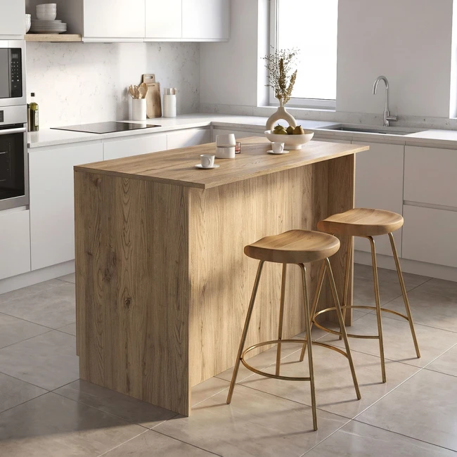 Τραπέζι - Πάγκος κουζίνας Peres Megapap χρώμα sepet oak 150x70x91,8εκ.