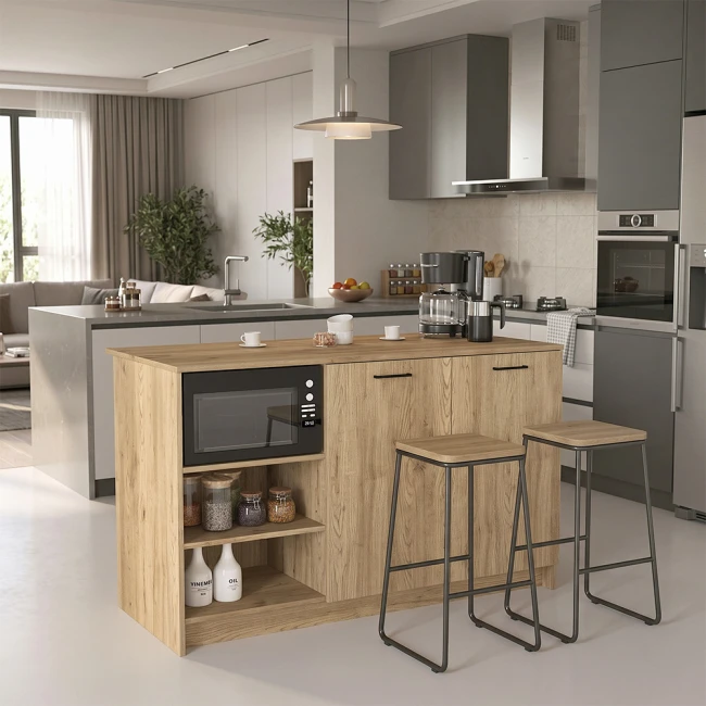 Τραπέζι - Πάγκος κουζίνας Peres Megapap χρώμα sepet oak 150x70x91,8εκ.