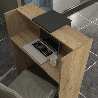 Γραφείο υποδοχής - reception Hola Megapap χρώμα sepet oak - ανθρακί 93,6x45,2x110,3εκ. Γραφείο υποδοχής - reception Hola Megapap χρώμα sepet oak - ανθρακί 93,6x45,2x110,3εκ.