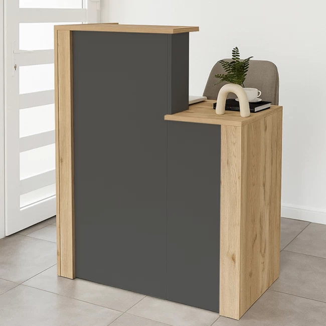 Γραφείο υποδοχής - reception Enter Megapap χρώμα sepet oak - ανθρακί 86,9x40x110,3εκ. Γραφείο υποδοχής - reception Enter Megapap χρώμα sepet oak - ανθρακί 86,9x40x110,3εκ.