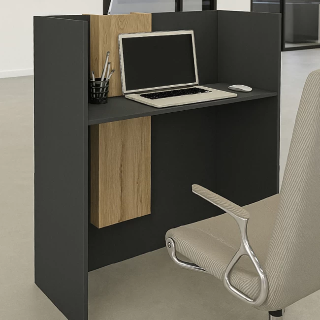 Γραφείο υποδοχής - reception Bonveno Megapap χρώμα ανθρακί - sepet oak 90x43,2x110εκ.