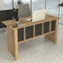 Γραφείο εργασίας Nika Megapap χρώμα sepet oak - ανθρακί 140x60x75εκ.