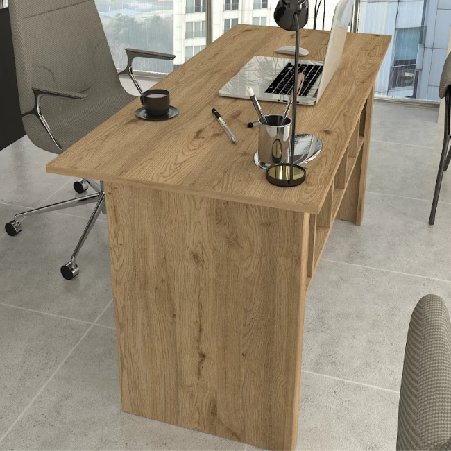 Γραφείο εργασίας Nika Megapap χρώμα sepet oak - ανθρακί 140x60x75εκ.