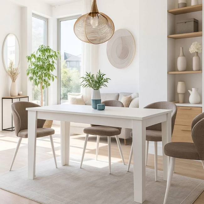 Τραπέζι Darlen Megapap χρώμα λευκό 125x72x74εκ.