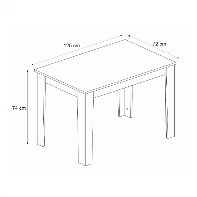 Τραπέζι Darlen Megapap χρώμα λευκό 125x72x74εκ.