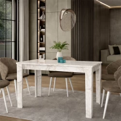 Τραπέζι Darlen Megapap χρώμα λευκό εφέ μαρμάρου 125x72x74εκ.