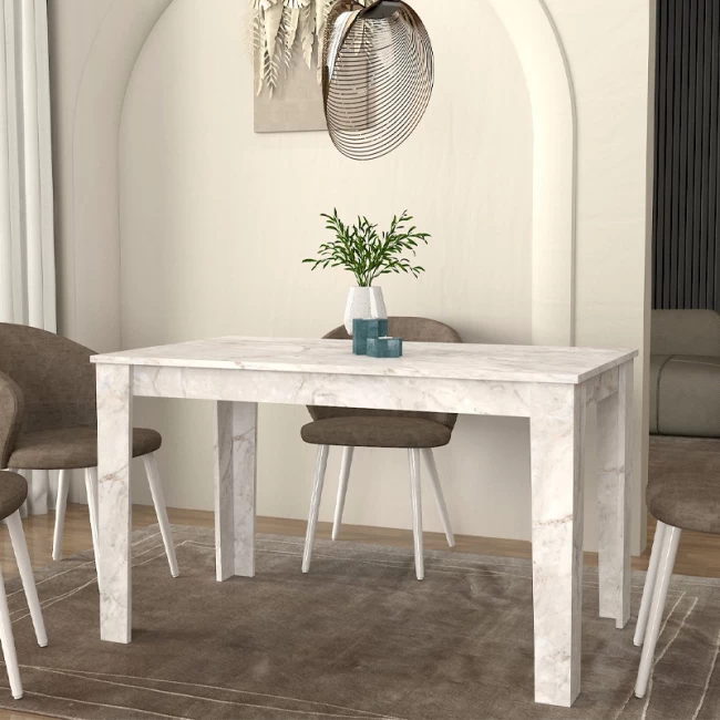 Τραπέζι Darlen Megapap χρώμα λευκό εφέ μαρμάρου 125x72x74εκ.