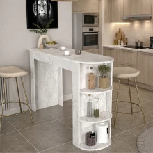 Τραπέζι μπαρ Vigne Megapap χρώμα λευκό εφέ μαρμάρου 150x51,6x101,8εκ.