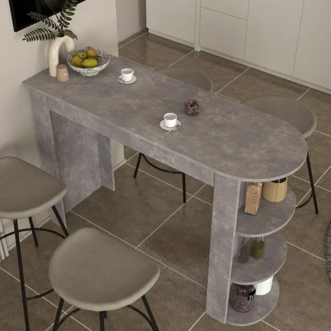 Τραπέζι μπαρ Vigne Megapap χρώμα γκρι σκυροδέματος 150x51,6x101,8εκ.