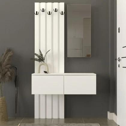 Έπιπλο εισόδου Kanso Megapap χρώμα λευκό 100x35x196,7εκ.