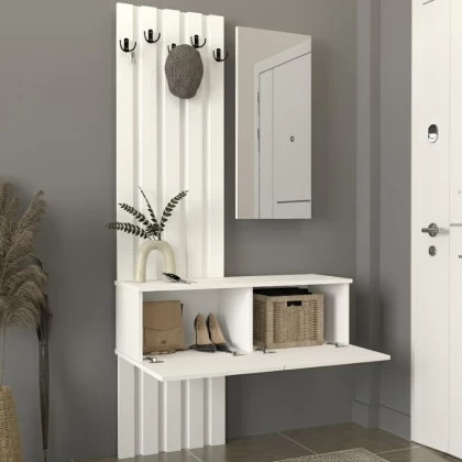 Έπιπλο εισόδου Kanso Megapap χρώμα λευκό 100x35x196,7εκ.