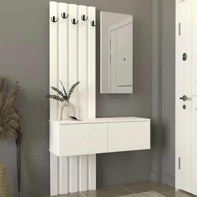 Έπιπλο εισόδου Kanso Megapap χρώμα λευκό 100x35x196,7εκ.