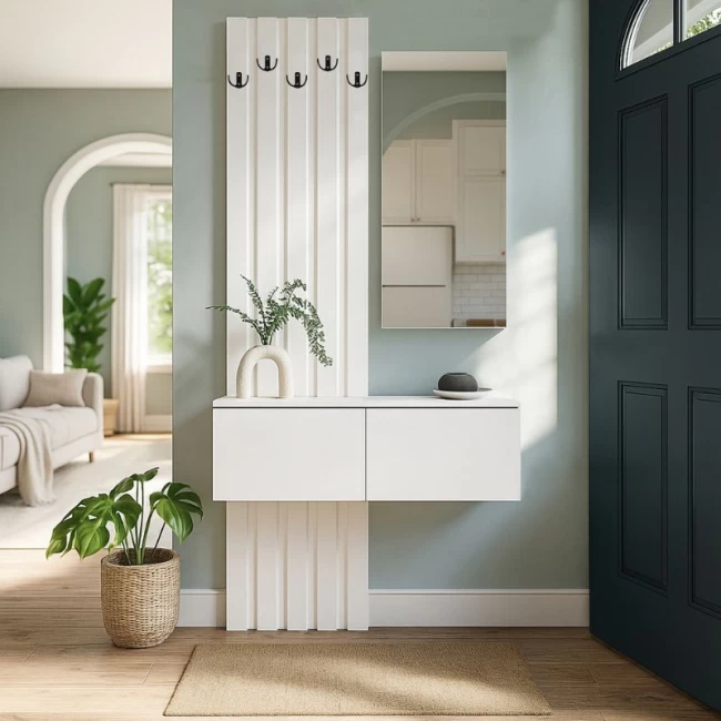 Έπιπλο εισόδου Kanso Megapap χρώμα λευκό 100x35x196,7εκ.