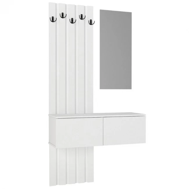 Έπιπλο εισόδου Kanso Megapap χρώμα λευκό 100x35x196,7εκ.