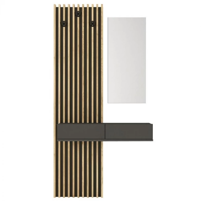 Έπιπλο εισόδου Elois Megapap χρώμα ανθρακί - sepet oak 96,6x26,8x195,5εκ.