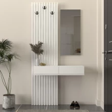 Έπιπλο εισόδου Elois Megapap χρώμα λευκό 96,6x26,8x195,5εκ.