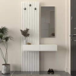 Έπιπλο εισόδου Elois Megapap χρώμα λευκό 96,6x26,8x195,5εκ.