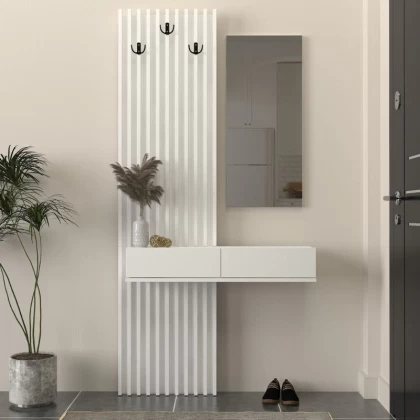 Έπιπλο εισόδου Elois Megapap χρώμα λευκό 96,6x26,8x195,5εκ.