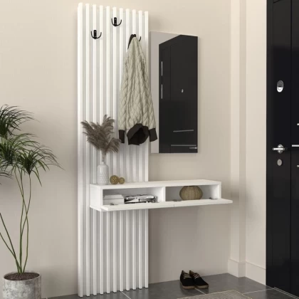 Έπιπλο εισόδου Elois Megapap χρώμα λευκό 96,6x26,8x195,5εκ.